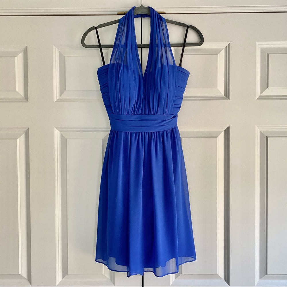 D'Zage Chiffon Halter Bridesmaid dress - Blue